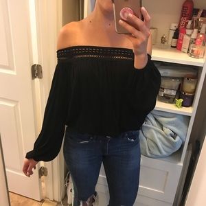 Long Sleeve Black Off the Shoulder Top